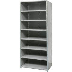 Hallowell - 8 Shelf, 375 Lb. Capacity, Free Standing Closed Shelving - 48 Inch Wide x 12 Inch Deep x 87 Inch High, Gray - Exact Tooling