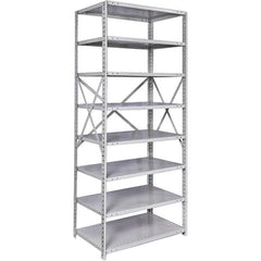 Hallowell - 8 Shelf Starter Medium-Duty Open Steel Shelving - 500 Lb Capacity, 36" Wide x 87" High x 12" Deep, Platinum - Exact Tooling