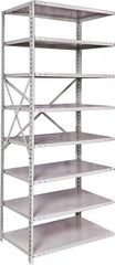 Hallowell - 8 Shelf Add-On Medium-Duty Open Steel Shelving - 500 Lb Capacity, 36" Wide x 87" High x 24" Deep, Platinum - Exact Tooling