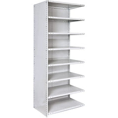 Hallowell - 8 Shelf, 500 Lb. Capacity, Closed Shelving Add-On Unit - 36 Inch Wide x 18 Inch Deep x 87 Inch High, Platinum - Exact Tooling