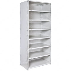 Hallowell - 8 Shelf, 375 Lb. Capacity, Closed Shelving Starter Unit - 48 Inch Wide x 18 Inch Deep x 87 Inch High, Platinum - Exact Tooling