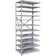 Hallowell - 11 Shelf Add-On Medium-Duty Open Steel Shelving - 375 Lb Capacity, 48" Wide x 87" High x 18" Deep, Platinum - Exact Tooling