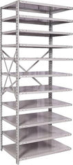 Hallowell - 11 Shelf Add-On Medium-Duty Open Steel Shelving - 500 Lb Capacity, 36" Wide x 87" High x 24" Deep, Platinum - Exact Tooling