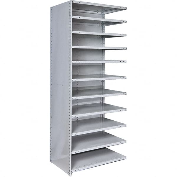 Hallowell - 11 Shelf, 375 Lb. Capacity, Closed Shelving Add-On Unit - 48 Inch Wide x 12 Inch Deep x 87 Inch High, Platinum - Exact Tooling