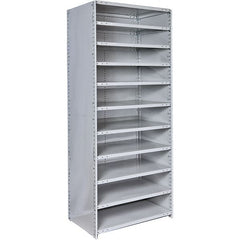Hallowell - 11 Shelf, 350 Lb. Capacity, Closed Shelving Starter Unit - 48 Inch Wide x 24 Inch Deep x 87 Inch High, Platinum - Exact Tooling
