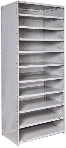 Hallowell - 11 Shelf, 500 Lb. Capacity, Closed Shelving Starter Unit - 36 Inch Wide x 24 Inch Deep x 87 Inch High, Platinum - Exact Tooling