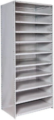 Hallowell - 11 Shelf, 500 Lb. Capacity, Closed Shelving Starter Unit - 36 Inch Wide x 24 Inch Deep x 87 Inch High, Platinum - Exact Tooling
