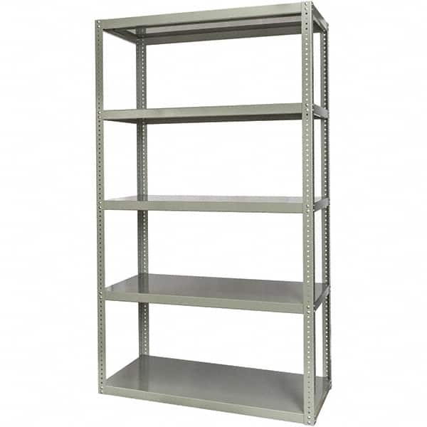 Hallowell - 5 Shelf Starter High-Capacity Open Steel Shelving - 2 Lb Capacity, 72" Wide x 84" High x 24" Deep, Gray - Exact Tooling