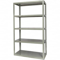 Hallowell - 5 Shelf Starter High-Capacity Open Steel Shelving - 2 Lb Capacity, 60" Wide x 84" High x 24" Deep, Gray - Exact Tooling
