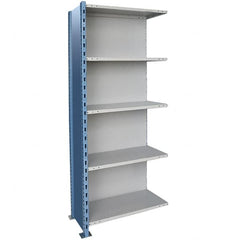 Hallowell - 5 Shelf, 800 Lb. Capacity, Closed Shelving Add-On Unit - 36 Inch Wide x 24 Inch Deep x 123 Inch High, Blue and Platinum - Exact Tooling