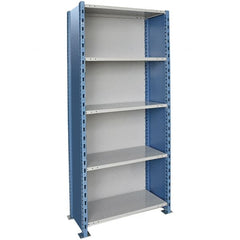 Hallowell - 5 Shelf, 900 Lb. Capacity, Closed Shelving Starter Unit - 48 Inch Wide x 18 Inch Deep x 123 Inch High, Blue and Platinum - Exact Tooling
