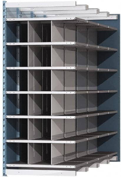Hallowell - 18 Bin Heavy-Duty Deep Bin Industrial Shelving - 36 Inch Overall Width x 96 Inch Overall Depth x 87 Inch Overall Height, Blue and Platinum Steel Bins - Exact Tooling