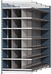 Hallowell - 18 Bin Heavy-Duty Deep Bin Industrial Shelving - 36 Inch Overall Width x 96 Inch Overall Depth x 87 Inch Overall Height, Blue and Platinum Steel Bins - Exact Tooling