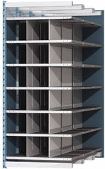 Hallowell - 18 Bin Heavy-Duty Deep Bin Industrial Shelving - 36 Inch Overall Width x 72 Inch Overall Depth x 87 Inch Overall Height, Blue and Platinum Steel Bins - Exact Tooling