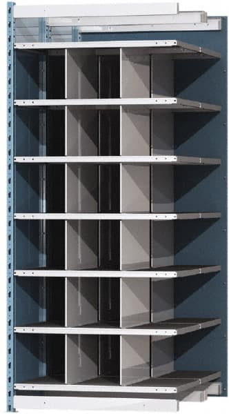 Hallowell - 18 Bin Heavy-Duty Deep Bin Industrial Shelving - 36 Inch Overall Width x 48 Inch Overall Depth x 87 Inch Overall Height, Blue and Platinum Steel Bins - Exact Tooling