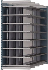 Hallowell - 28 Bin Heavy-Duty Deep Bin Industrial Shelving - 36 Inch Overall Width x 96 Inch Overall Depth x 87 Inch Overall Height, Blue and Platinum Steel Bins - Exact Tooling