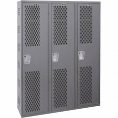 Hallowell - 3 Door, 1 Tier, Heavy-Duty Ventilated Wardrobe & Box Lockers - Exact Tooling