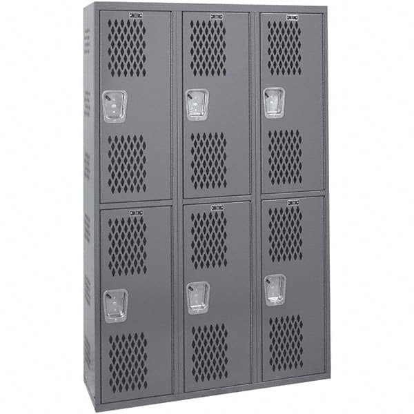 Hallowell - 6 Door, 2 Tier, Heavy-Duty Ventilated Wardrobe & Box Lockers - Exact Tooling