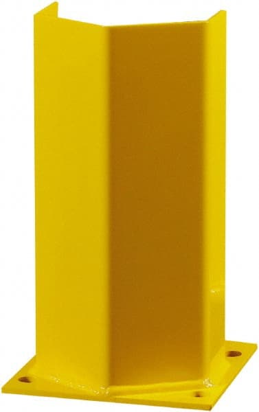 Hallowell - 12" High, Yellow Steel Post Protector - 7" Wide x 7" Long Mounting Plate, 9 Lb - Exact Tooling