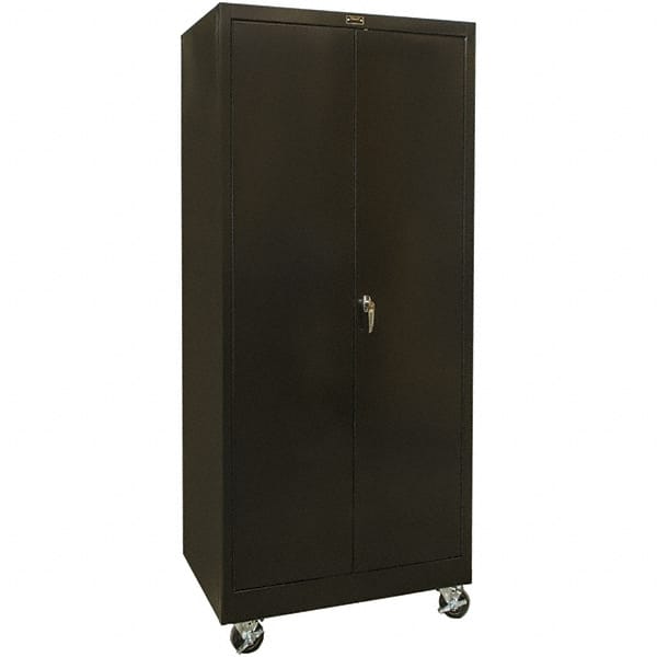 Hallowell - 4 Shelf Mobile Storage Cabinet - Steel, 36" Wide x 24" Deep x 78" High, Black - Exact Tooling