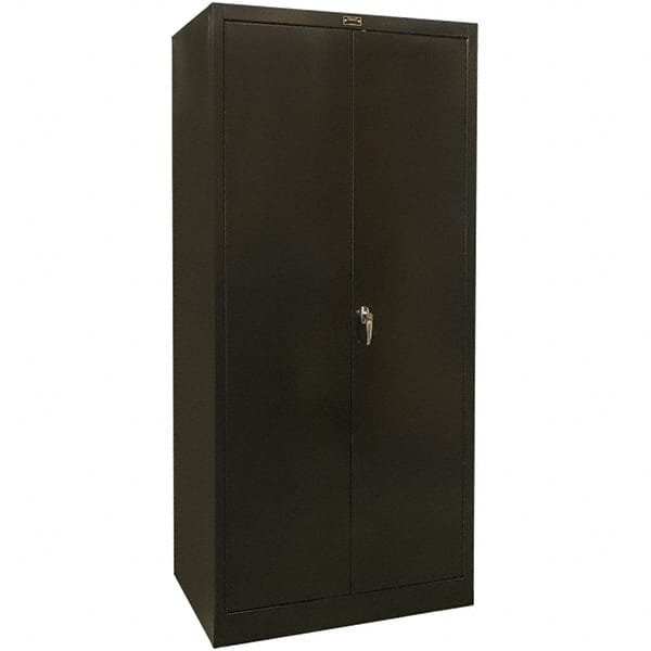 Hallowell - 4 Shelf Locking Storage Cabinet - Steel, 36" Wide x 18" Deep x 78" High, Black - Exact Tooling