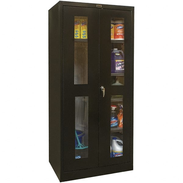 Hallowell - 4 Shelf Combination Storage Cabinet - Steel, 48" Wide x 18" Deep x 78" High, Black - Exact Tooling