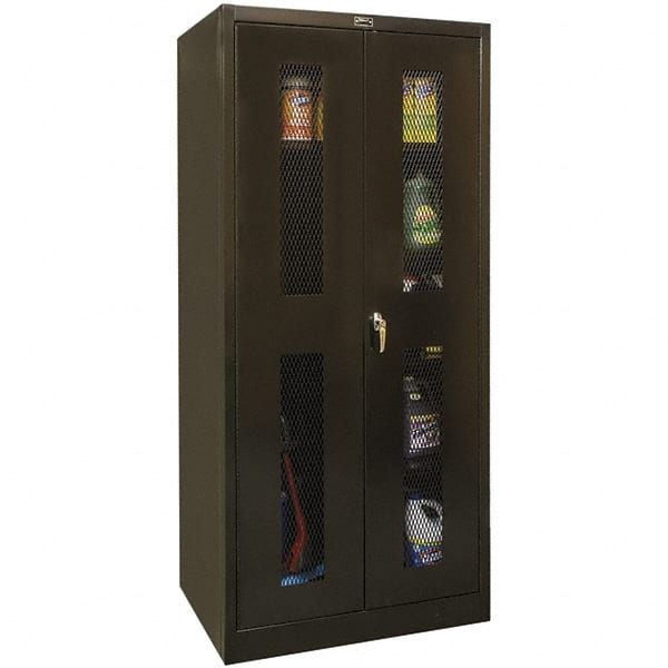 Hallowell - 4 Shelf Combination Storage Cabinet - Steel, 48" Wide x 18" Deep x 78" High, Black - Exact Tooling