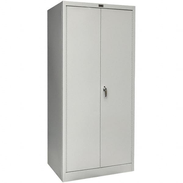 Hallowell - 4 Shelf Combination Storage Cabinet - Steel, 36" Wide x 18" Deep x 78" High, Platinum - Exact Tooling