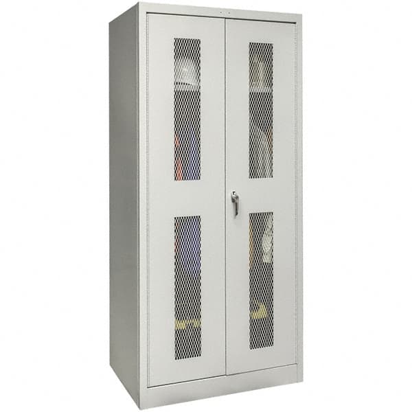 Hallowell - 1 Shelf Wardrobe Storage Cabinet - Steel, 48" Wide x 24" Deep x 78" High, Platinum - Exact Tooling
