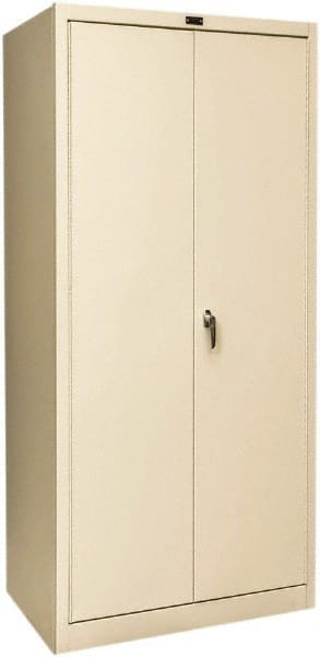 Hallowell - 1 Shelf Wardrobe Storage Cabinet - Steel, 36" Wide x 24" Deep x 72" High, Tan - Exact Tooling