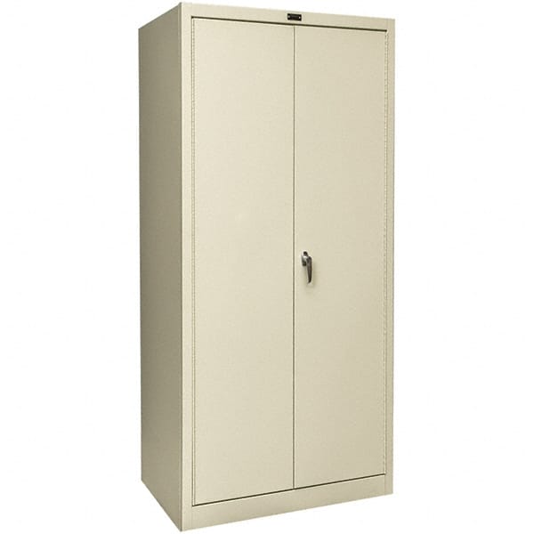 Hallowell - 4 Shelf Combination Storage Cabinet - Steel, 48" Wide x 18" Deep x 72" High, Tan - Exact Tooling