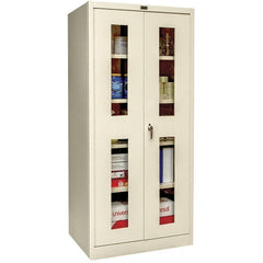 Hallowell - 4 Shelf Locking Storage Cabinet - Steel, 48" Wide x 18" Deep x 72" High, Tan - Exact Tooling