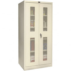 Hallowell - 4 Shelf Locking Storage Cabinet - Steel, 48" Wide x 18" Deep x 72" High, Tan - Exact Tooling