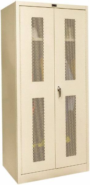 Hallowell - 1 Shelf Wardrobe Storage Cabinet - Steel, 36" Wide x 24" Deep x 72" High, Tan - Exact Tooling