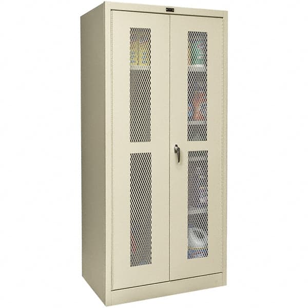 Hallowell - 4 Shelf Combination Storage Cabinet - Steel, 36" Wide x 24" Deep x 72" High, Tan - Exact Tooling