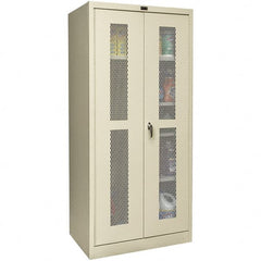 Hallowell - 4 Shelf Combination Storage Cabinet - Steel, 36" Wide x 24" Deep x 72" High, Tan - Exact Tooling