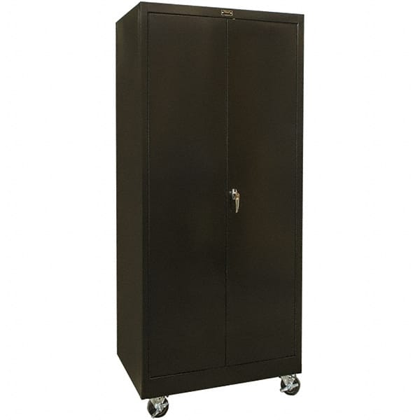 Hallowell - 4 Shelf Mobile Storage Cabinet - Steel, 48" Wide x 24" Deep x 72" High, Black - Exact Tooling