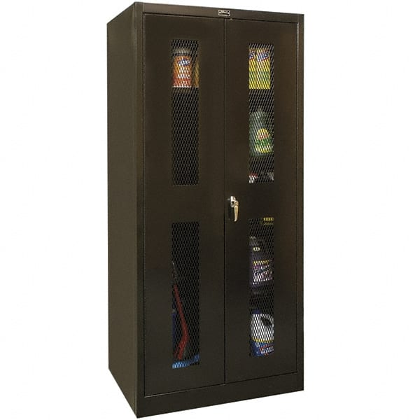 Hallowell - 4 Shelf Combination Storage Cabinet - Steel, 36" Wide x 18" Deep x 72" High, Black - Exact Tooling
