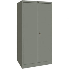 Hallowell - 4 Shelf Combination Storage Cabinet - Steel, 36" Wide x 24" Deep x 72" High, Gray - Exact Tooling