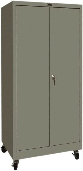 Hallowell - 4 Shelf Mobile Storage Cabinet - Steel, 36" Wide x 24" Deep x 72" High, Gray - Exact Tooling