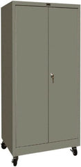 Hallowell - 4 Shelf Mobile Storage Cabinet - Steel, 36" Wide x 24" Deep x 72" High, Gray - Exact Tooling