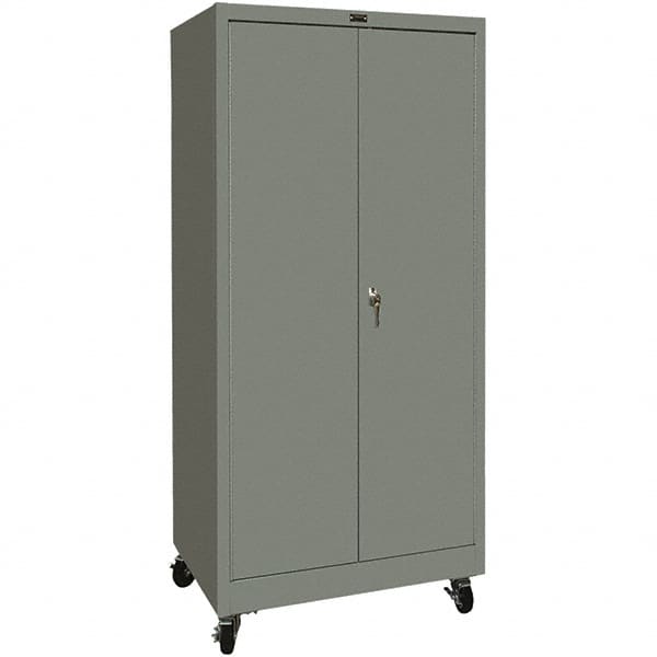 Hallowell - 4 Shelf Mobile Storage Cabinet - Steel, 36" Wide x 24" Deep x 72" High, Gray - Exact Tooling