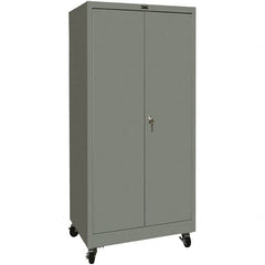 Hallowell - 4 Shelf Mobile Storage Cabinet - Steel, 48" Wide x 24" Deep x 72" High, Gray - Exact Tooling