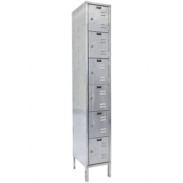 Hallowell - 6 Door, 6 Tier, Stainless Steel Locker - Exact Tooling