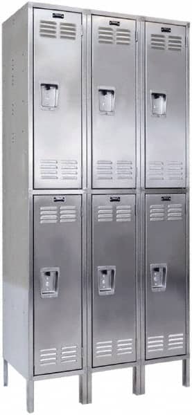 Hallowell - 6 Door, 2 Tier, Stainless Steel Locker - Exact Tooling