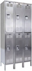 Hallowell - 6 Door, 2 Tier, Stainless Steel Locker - Exact Tooling