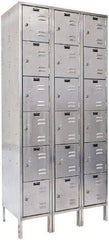 Hallowell - 18 Door, 6 Tier, Stainless Steel Locker - Exact Tooling