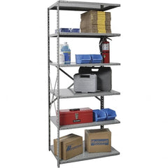 Hallowell - 6 Shelf Add-On Extra Heavy-Duty Open Steel Shelving - 1 Lb Capacity, 36" Wide x 87" High x 12" Deep, Gray - Exact Tooling