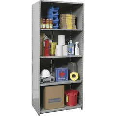 Hallowell - 5 Shelf, 500 Lb. Capacity, Closed Shelving Starter Unit - 36 Inch Wide x 24 Inch Deep x 87 Inch High, Gray - Exact Tooling