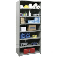 Hallowell - 8 Shelf, 500 Lb. Capacity, Closed Shelving Starter Unit - 36 Inch Wide x 24 Inch Deep x 87 Inch High, Gray - Exact Tooling